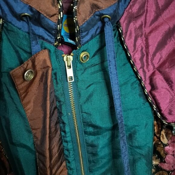 4405)Vtg 80s On Your Mark 2pcs  Multicolor Patchwork Windbreaker Track Suit XL - Picture 12 of 16